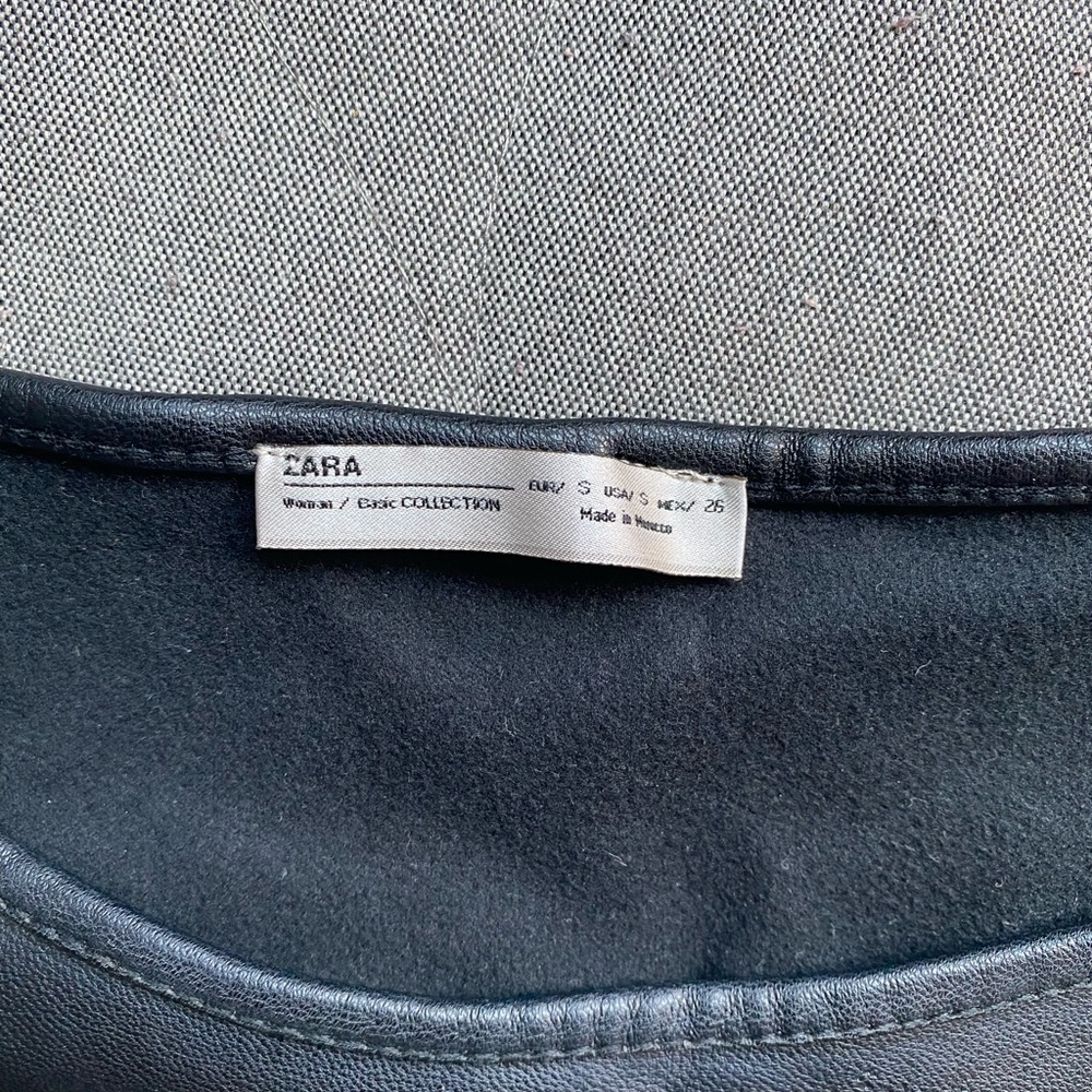 Black Leather Zara Crop Top - Picture 2 of 3